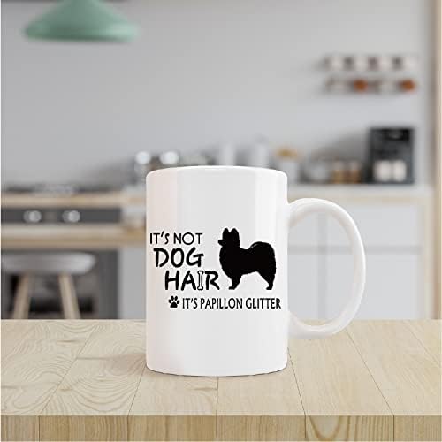 כוס ספל פפילון מצחיק, זה לא שיער כלב זה פפילון גליטר קרמיקה ספל -11oz קפה חלב ספל ספל, מתנות לאוהבי כלבים
