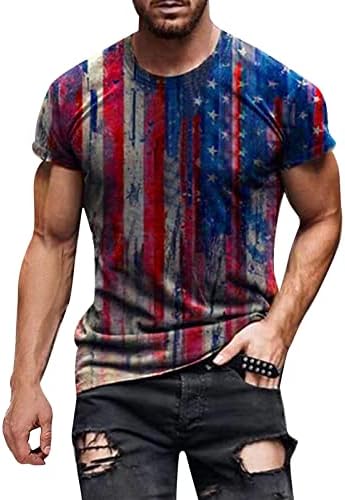 חולצות פטריוטיות לגברים של Ruiruilico חולצה 4 ביולי 2023 שרוולים קצרים בקיץ o צוואר וינטג 'טיז גרפי