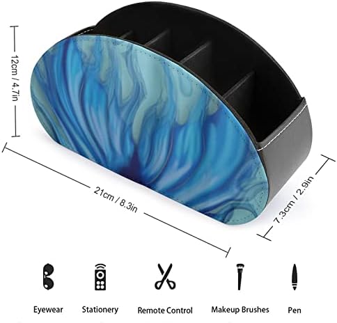 מחזיק שלט רחוק של זנב בתולת ים כחול עם 5 תאים עור PU עור רב-פונקציונלי אחסון קאדי תיבת מארגן שולחן