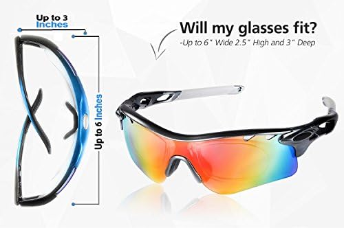משקפי שמש מקרי ספורט גודל משקפי שמש ובטיחות משקפיים מושלם עבור מעוקל מסגרות