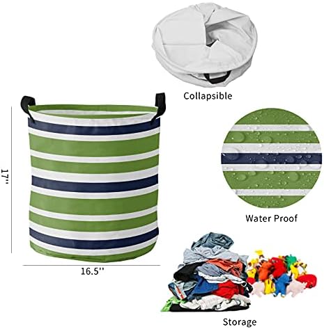 כחול כהה ואפור פסים גדול סל כביסה, עמיד למים סל כביסה עבור תינוק בגדים, ירוק לבן אפור דפוס
