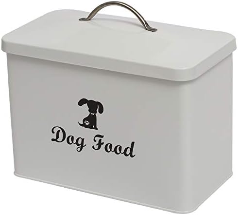 כלב מזון כלב מיכל לטפל אחסון פח עם מכסה וכפית-השיש שמירת מקום כלב לטפל צנצנת לחיות מחמד מזון מיכל-לבן