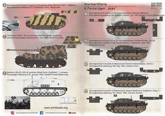 סולם הדפסה 35-006 - 1/35 - מדבקות עבור Sturmartillerie ו- Pancerjager Acess