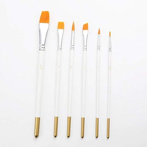 LMMDDP 6 יחידות/סט מעץ ידית עץ צבעי צבעי עט עט מברשות צבע ציור ציור אמנות ציור לבן אמנות ניילון שיער רב-פונקציה