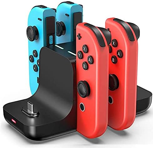 6 ב 1 תחנת עגינה לטעינה עבור NS Switch, מתג Megadream מטען של בקר מרחוק עבור בקרי NS/Switch Lite/Jo-Cons/Pro ומכשירי