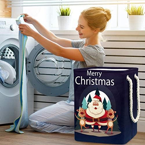 יוניסי שמח סנטה קלאוס עם מצחיק איילי גדול אחסון סל מתקפל כביסת עבור משתלת סל וילדים חדר