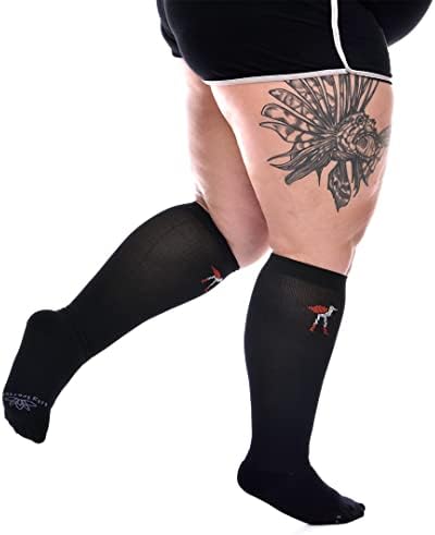 לילי טרוטרים אתלטי דחיסת גרביים, הברך גבוהה תמיכה, 15-20 ממ כספית, במיוחד אור מוצק, שחור, ל