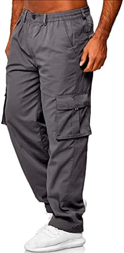 מכנסי מטען לגברים מורוונו מכנסי עבודה נינוחים מכנסיים למתוח מותניים אלסטיים מרובים כיסים כושר מכנסי