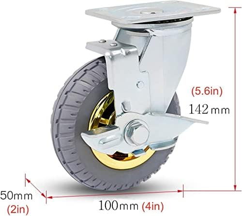 גלגלים של גלגלים של אומי גלגלים גלגלים, גלגלי ריהוט גומי כבד, גלגלי גלגלים נעים עם בלם, 360 מעלות ללא גלגלי