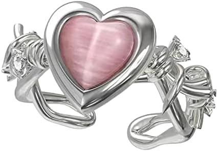 3 אצבע טבעות לנשים קוץ לב טבעת ורוד אופל אפרסק לב תכשיטי פתוח טבעת נשי עיצוב גבוהה סוף מתנה מגמת