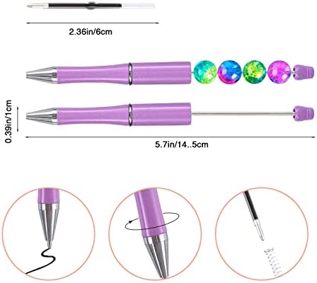 SMTTW 20 חתיכות צבעים עטים מפלסטיק חרוזים, עטים חרוזים שונים למתנה DIY עם דיו שחור, 20 חתיכות