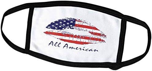 3רוז אלקסיס עיצוב-חגים יום העצמאות-שפתיים נקבה מכוסה בדגל האמריקאי. כל הטקסט האמריקאי-מסכות פנים