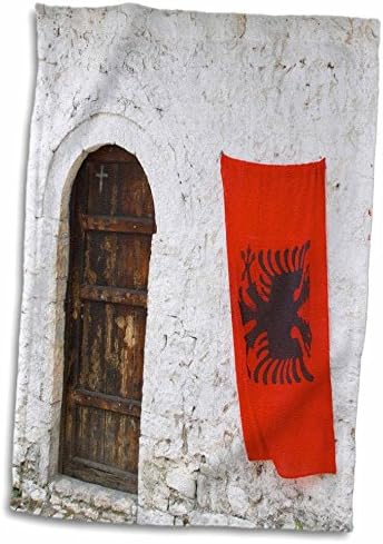 עיר תלת מימד רוז אלבני-דגל-חומה בת '. Albania-EU01 PKA0142-PER KARLSSON יד/מגבת ספורט, 15X22