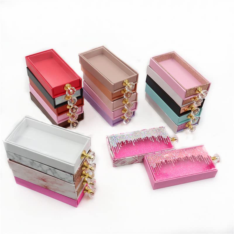 קופסאות מלבן קופסאות אריזה ריסים עם מגשים ידית קריסטל בתפזורת מקרה מגנטי ריק, E70,40 קופסה עם מגש