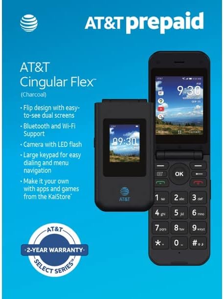 AT&T Cingular Flex 4G LTE PLIP טלפון ATTEA211101, 4GB, פחם, מנשא נעול ל- AT&T GRY