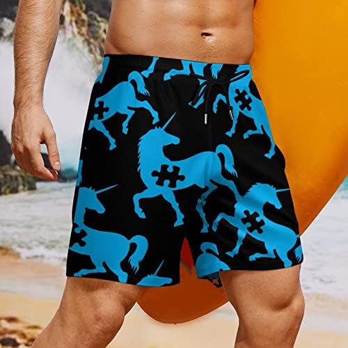 אוטיזם מודעות חד קרן גברים של בגד ים חוף מכנסיים כיס לוח צפצף עם דחיסת אניה