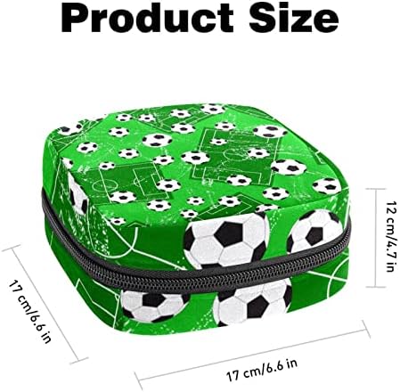 שקית אחסון מפיות סניטרית, שקית כרית, כיס כרית, תיק איפור קטן, דפוס מגרש כדורגל ירוק כדורגל חלק