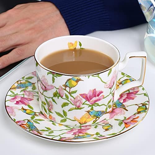 9 גרם כוס תה וצלוחיות קבעו כוסות תה פרחים וינטג