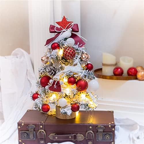 עץ חג המולד מיני של אטיג עם קישוטים לחג המולד, שלג מלאכותי 20 אינץ 'עץ חג מולד עץ חג המולד, קישוט חג המולד