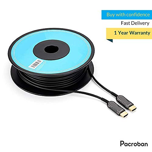 Pacroban Ultra Slim סיבים אופטיים HDMI כבל 100ft 4K 60Hz, HDR, HDCP 2.2, 18GBPS, פעיל, מהירות גבוהה,