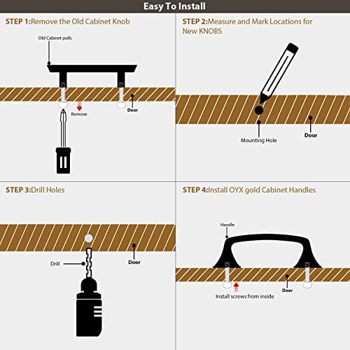 Oyx 6pack 3-3/4 משיכות ארונות זהב ו 6 חבילות ארונות זהב ידיות סגסוגת אבץ באותו צבע