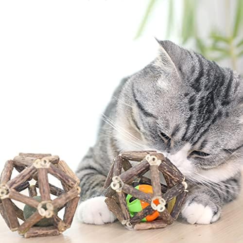 ZZJBGS צעצוע חתול מנטה, 3 יחידות צעצועים חתולים טבעיים כדורי כלוב מקל סילווין טבע