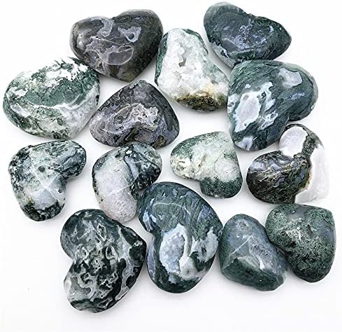 Ruitaiqin Shitu 1pc טבעי גדול טחב אגת אגת לב בצורת יד מגולפת גביש גביש מתנה ריפוי אבנים טבעיות מלוטשות