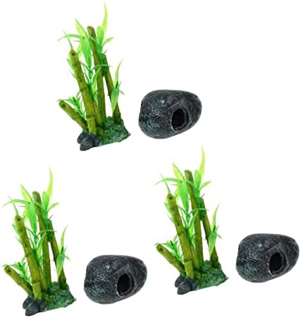 3 סטים צמחים לשחק קישוט מחבוא מתחת למים רבייה מתנה חנוכת בית שרף השרצה מערות דקור סביבות קישוטי שרימפס סימולציה
