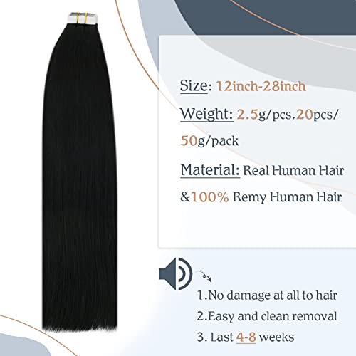 צרור קלטת שיער טבעי הרחבות שחור עם מיקרו טבעת שיער הרחבות טבעי שחור 22 אינץ 100 גרם 2 חבילות