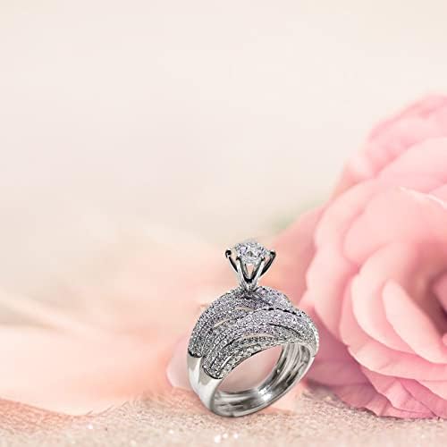 זוג אופנה טבעת יהלום טבעות נישואין חדשות בנות בנות טרנדי סמיקולון וינטג 'תכשיט טבעת זירקון חיוני