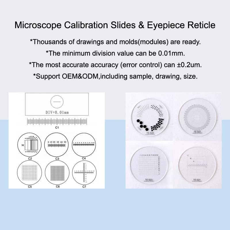 מיקרוסקופ אביזרי 0.1 ממ בתוך מחוץ מיקרומטר, צלב שליט מיקרומטר, אופטי משקפיים רשת, עבור מיקרוסקופ מעבדה
