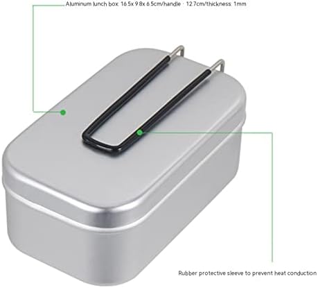Amayyabdh Bento Bento Box Box Aluminum קופסת ארוחת צהריים מתקפלת קופסת בנטו ניידת קלה עם מתלה