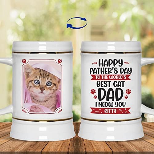 תמונה אישית של אורבוג יום אב שמח לאבא החתול הטוב בעולם אני מייאו לך 2 צדדים ספל קפה קרמי מודפס, 20 עוז. בקבוק