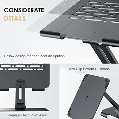 Minthouz 360 ° מחשב נייד מסתובב עמדת שולחן עבודה, מחשב נייד אלומיניום מעלה מחשב נייד מתקפל בעל מחשב