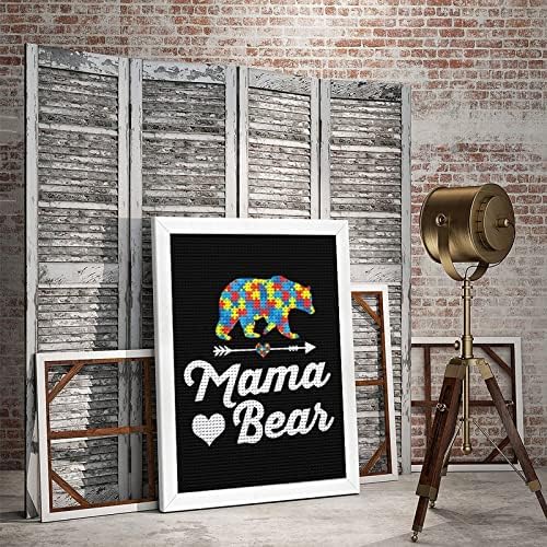 אימא דוב מודעות לאוטיזם ערכות ציור יהלומים מסגרת תמונה 5D DIY מקדחה מלאה ריינסטון אמנויות עיצוב