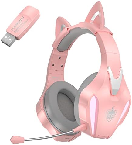 אוזניות משחק אלחוטיות של Phoinikas עבור מתג Nintendo PS4 PS5 PC, 5.8 גרם אלחוטי מעל אוזניות גיימר אוזניים