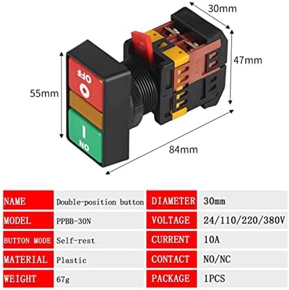 Lyvi 22 ממ/25 ממ/30 ממ APBB-22/AS22/PPBB-30 ON/OFF START STOP STOWGHT מתג כפתור 10A/660V RESETEN