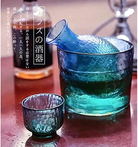 סאקה יפנית של JMYSD עם סט כוסות סאקה של כוסות כוסות זכוכית ירוקות יותר, ערכת כלי שתייה יין ליין יפני חם