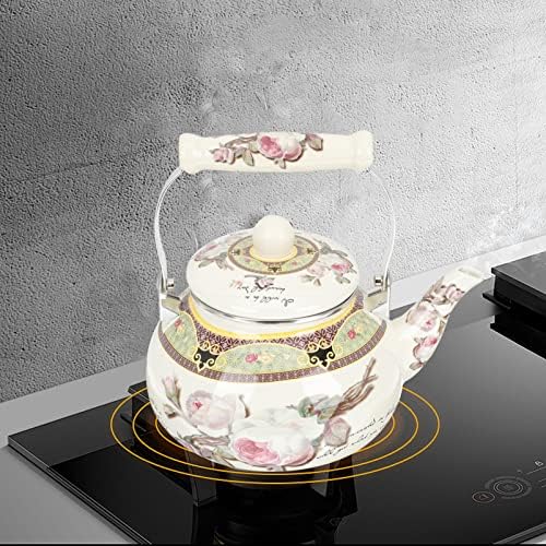 עיצוב וינטג 'המוטון רופף סיר תה פרחוני אמייל פרחוני על קומקום פלדה סיר תה קרמיקה וינטג