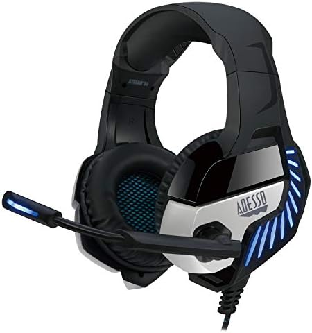 Adesso Xtream G4-7.1 אוזניות משחקי-צליל היקף עם מיקרופון מבטל רעש ותאורת LED למחשב, PS4, Xbox, Nintendo