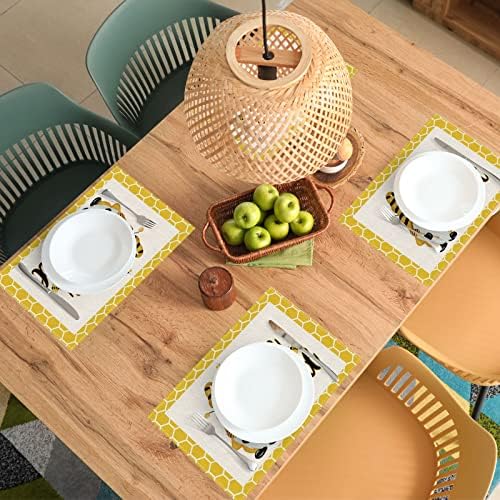 בוטב Lihm סטמטי קיץ סט של 4 קישוטי שולחן שולחן אביב דבורים קישוטי שולחן 12x18 אינץ '