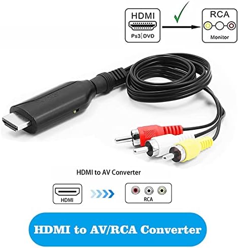 ממיר HDMI ל- RCA HDMI ל- AV מתאם שמע וידאו עד 4K30Hz תומך ב- PAL/NTSC לתיבת טלוויזיה, מקל סטרימינג