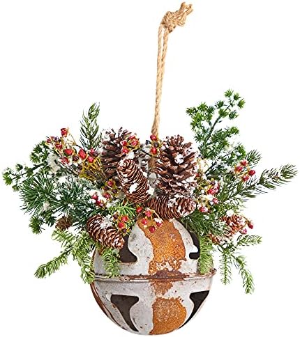 16 אינץ'. חג המולד ג ' מבו מתכת פעמון קישוט עם מלאכותי הולי, פירות יער ואורן