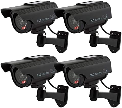 מצלמות מזויפות למערכת פיקוח על מצלמות טלוויזיה במעגל סגור חוץ -דמה עם מצלמה עם אורות מהבהבים אדומים ומדבקת
