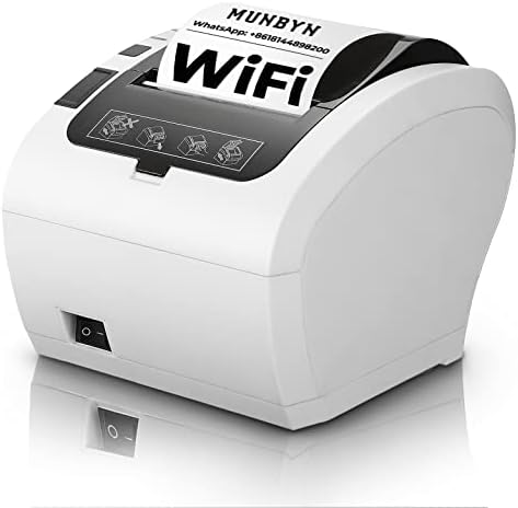 מדפסת קבלה תרמית של Munbyn WiFi עם יציאת USB/LAN/RS232, מדפסת POS 80 ממ פועלת עם Windows Mac