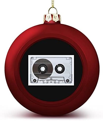 בציר אודיו קלטת על לערבב סליל רוק שחור מוסיקה חג המולד כדור קישוטי חג המולד עץ תליית כדורי קישוטי