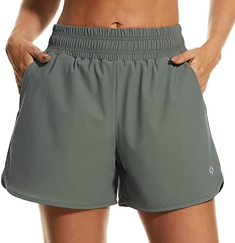 Hodosports נשים 3.5 אינץ 'מכנסיים קצרים אתלטים עם כיסי רוכסן ומכנסי ספורט יבש מהיר של אימון יבש