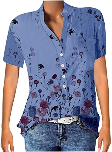 2023 צמרות פרחוניות לנשים כפתור חולצות לבושות שרוול מזדמן לבוש חולצת טשטוש קיץ טוניקה אופנתית צמרות