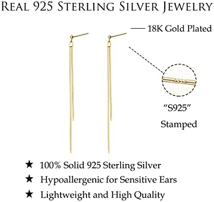 925 סטרלינג כסף ציצית שרשרת עגילים לנשים בנות ארוך להתנדנד זרוק עגילי קו מינימליסטי