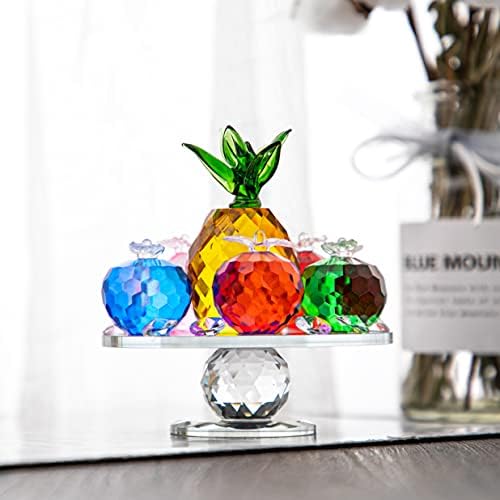 תפוחים QFKRIS Crystal FaceTed and Firsueple Firsurelines, קישוט משקל נייר פירות זכוכית עם בסיס לעיצוב